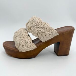 Seychelles Sandals Womens 6 Heels Platform Smoke Show Ivory Woven Rope Natural